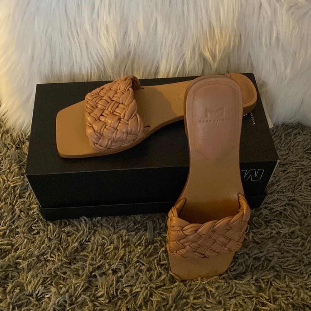 Marc Fisher woven slides